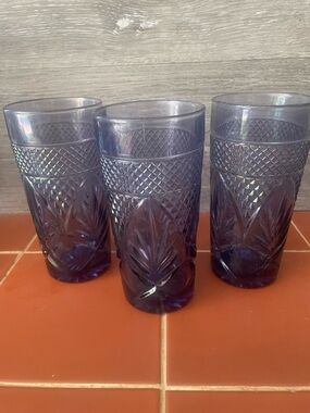 Luminarc Cristal d'Arques Durand France Amethyst  Glass Tumbler - Set of 3